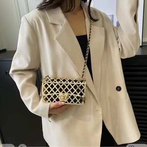 Classy Gold Chain handbag with pouch